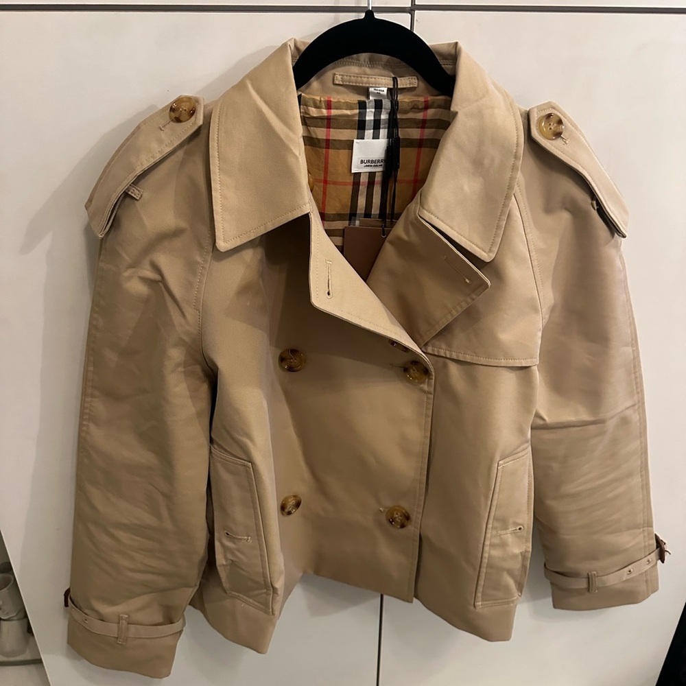 Beige Short Trench Coat - Women's Jacket